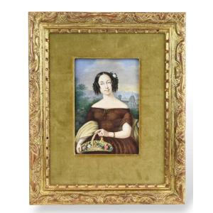 P. Nizzola - Miniature, Portrait Of A Gentlewoman - Italy First Half 19th Century